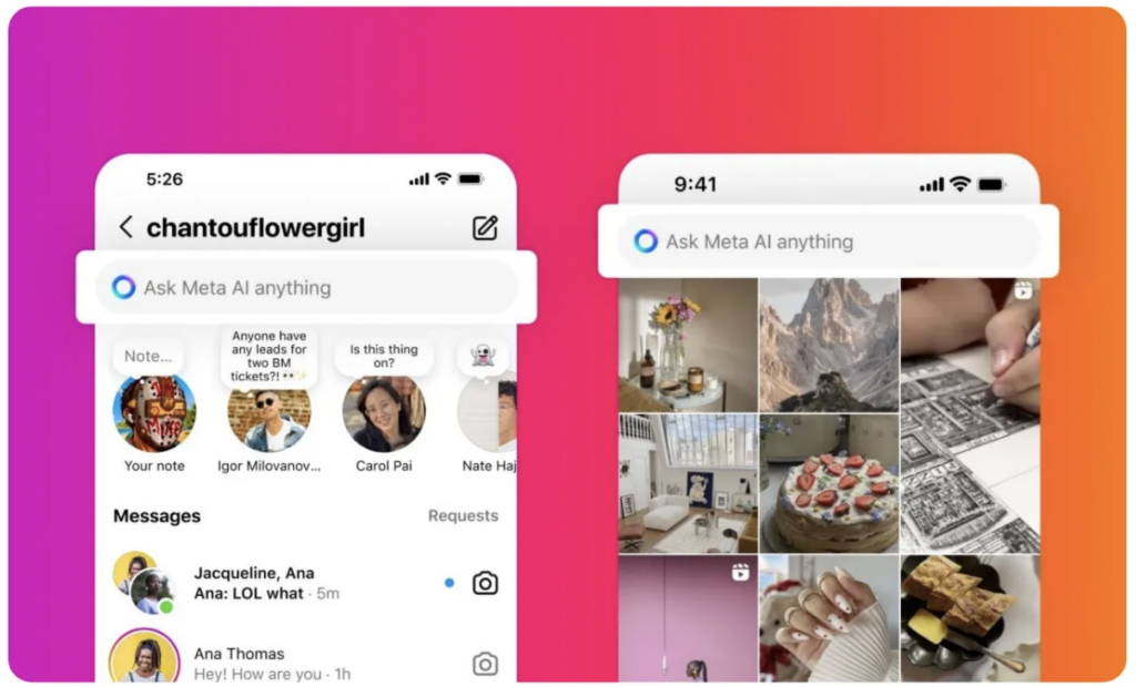 인스타그램에서 사용 가능한 Meta AI. 출처: Plannthat.com