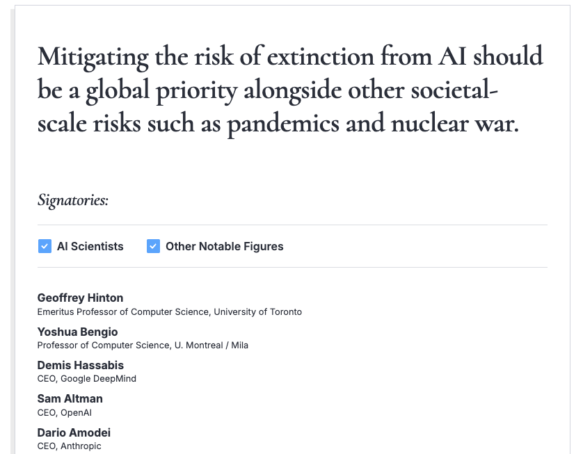 성명 내용. 출처: Center for AI Safety