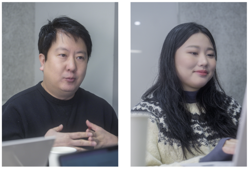 셀렉트스타 데이터프로젝트실 데이터이행 3팀 고석연 총괄(왼쪽)과 김은성 매니저(오른쪽)