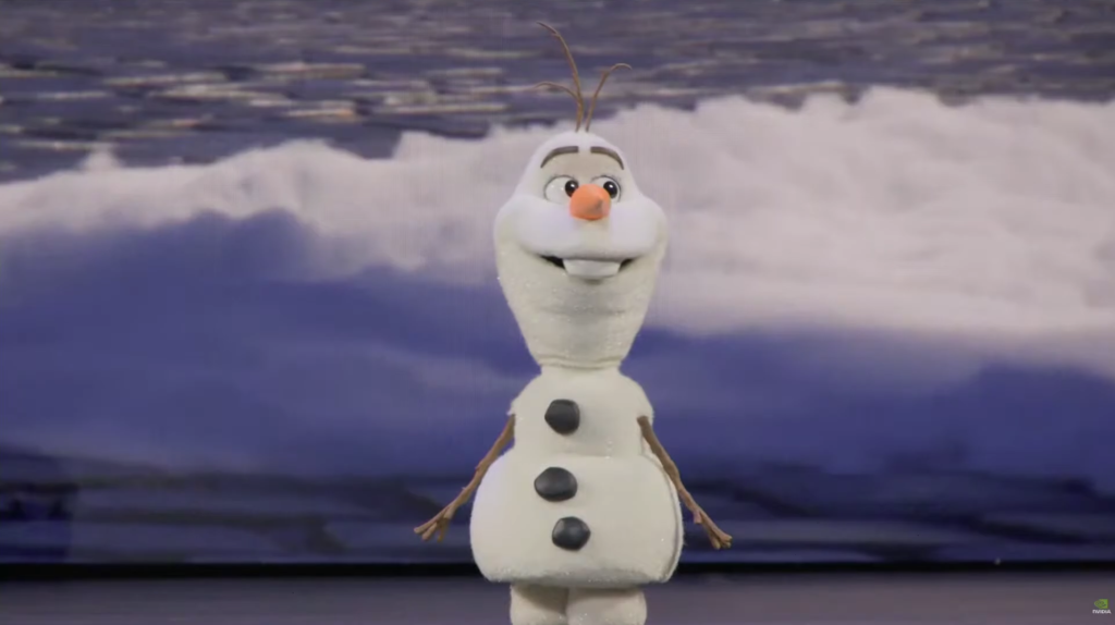 GTC 2026을 방문한 올라프 로봇 데모. 출처: 엔비디아.